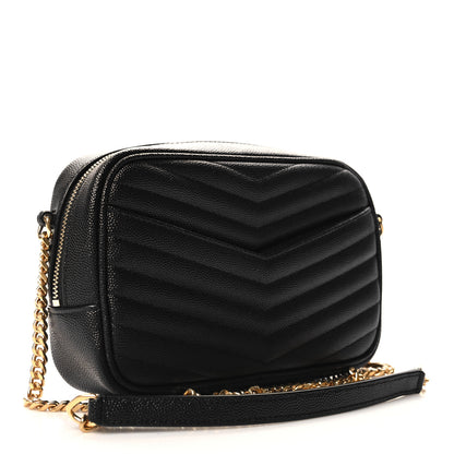 Saint Laurent Grain De Poudre Matelasse Monogram Mini Lou Camera Bag Black 3 of 11