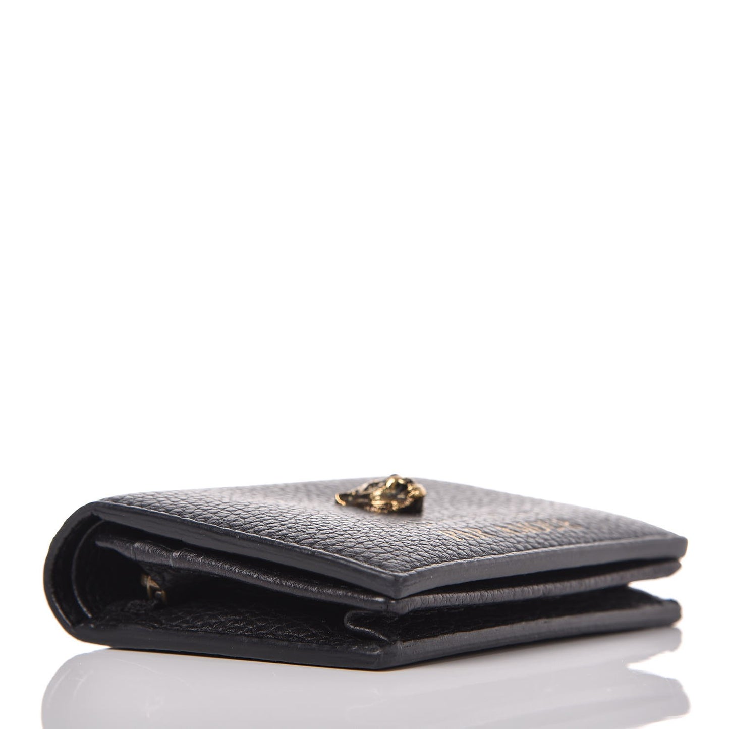 Pebbled Calfskin Animalier Tiger Card Case Black