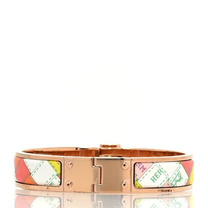 Hermes Enamel Printed Narrow Bolduc Au Carre Hinged Bracelet S Cassatta 3 of 5