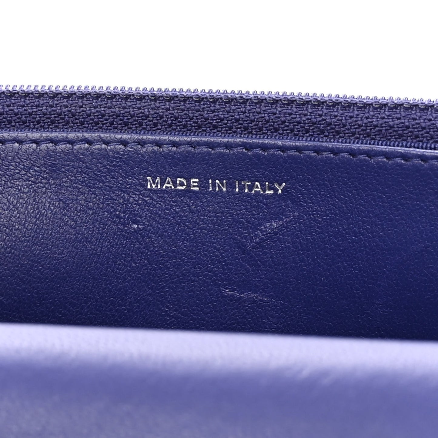Lambskin Quilted Wallet On Chain WOC Blue