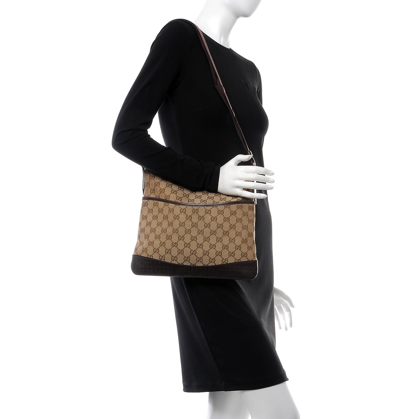 Monogram Calfskin Perforated Medium Flat Messenger Bag Dark Brown