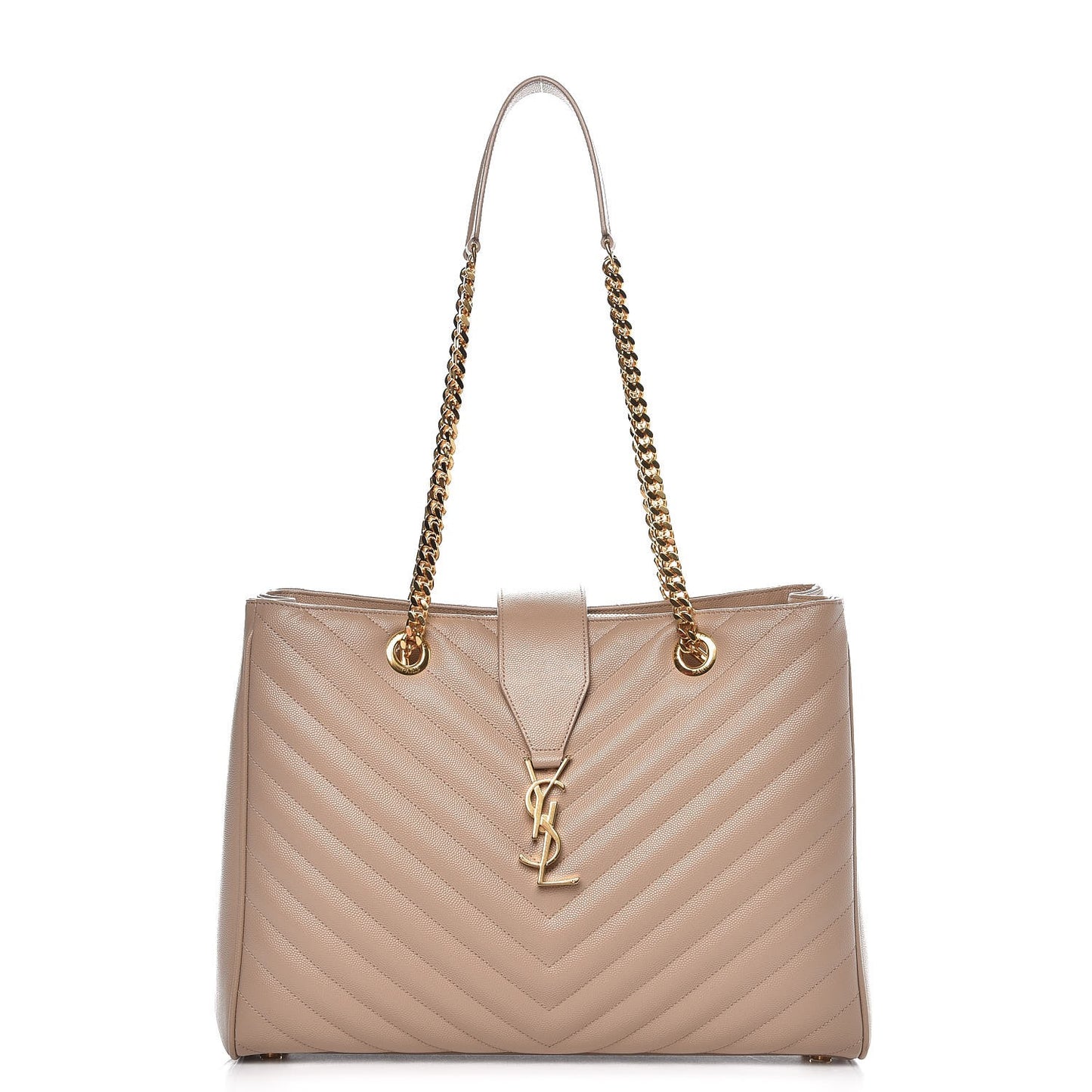 Grain De Poudre Matelasse Chevron Monogram Shopping Bag Nude Powder