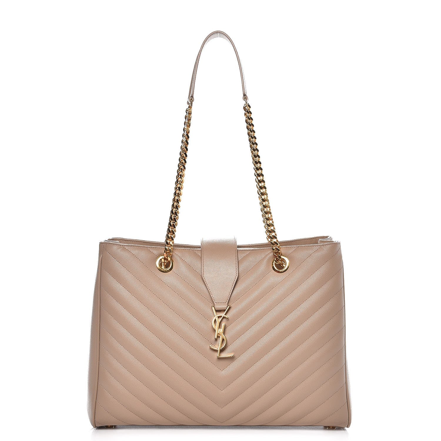 Saint Laurent Grain De Poudre Matelasse Chevron Monogram Shopping Bag Nude Powder 1 of 8