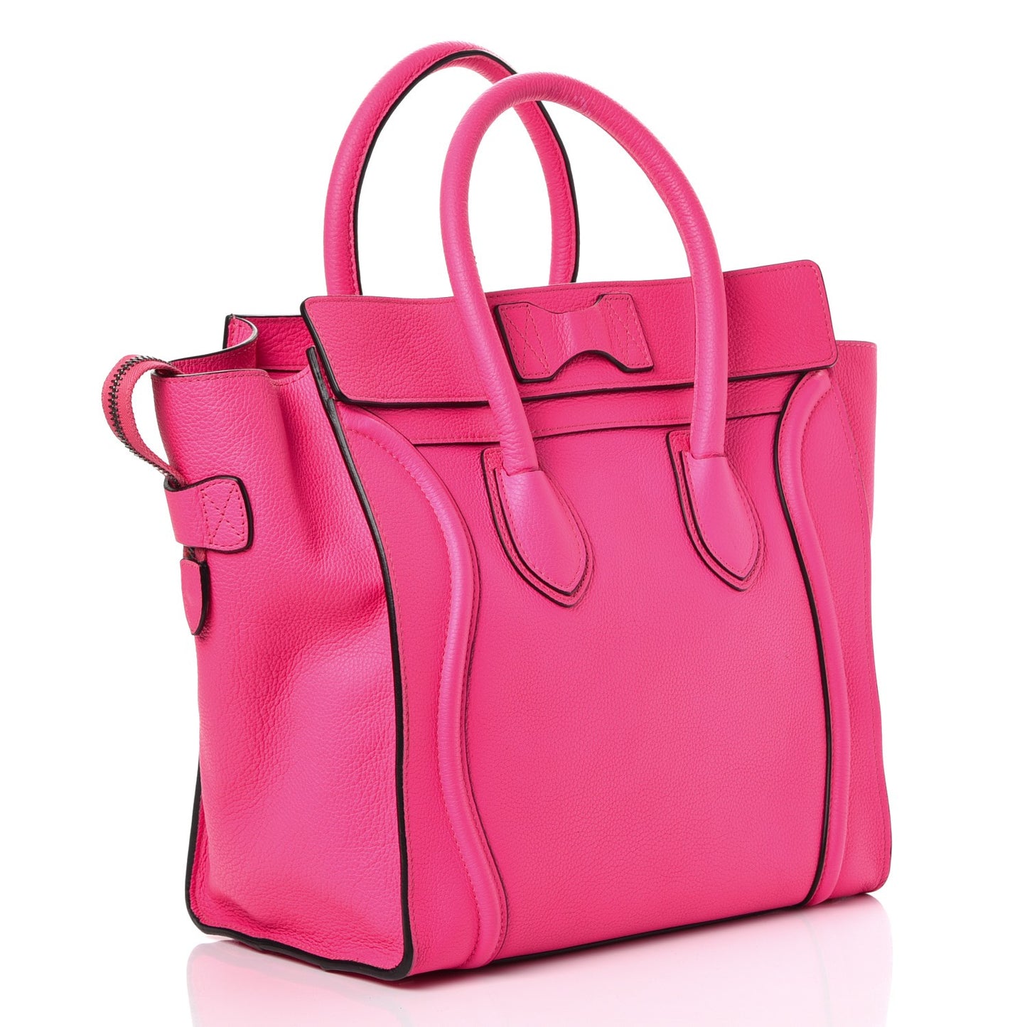 Drummed Calfskin Mini Luggage Fluo Pink