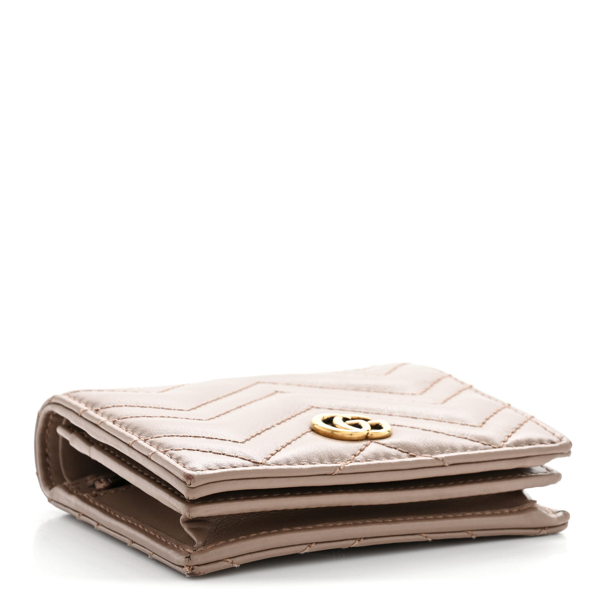Gucci Calfskin Matelasse GG Marmont Card Case Wallet Porcelain Rose 5 of 10