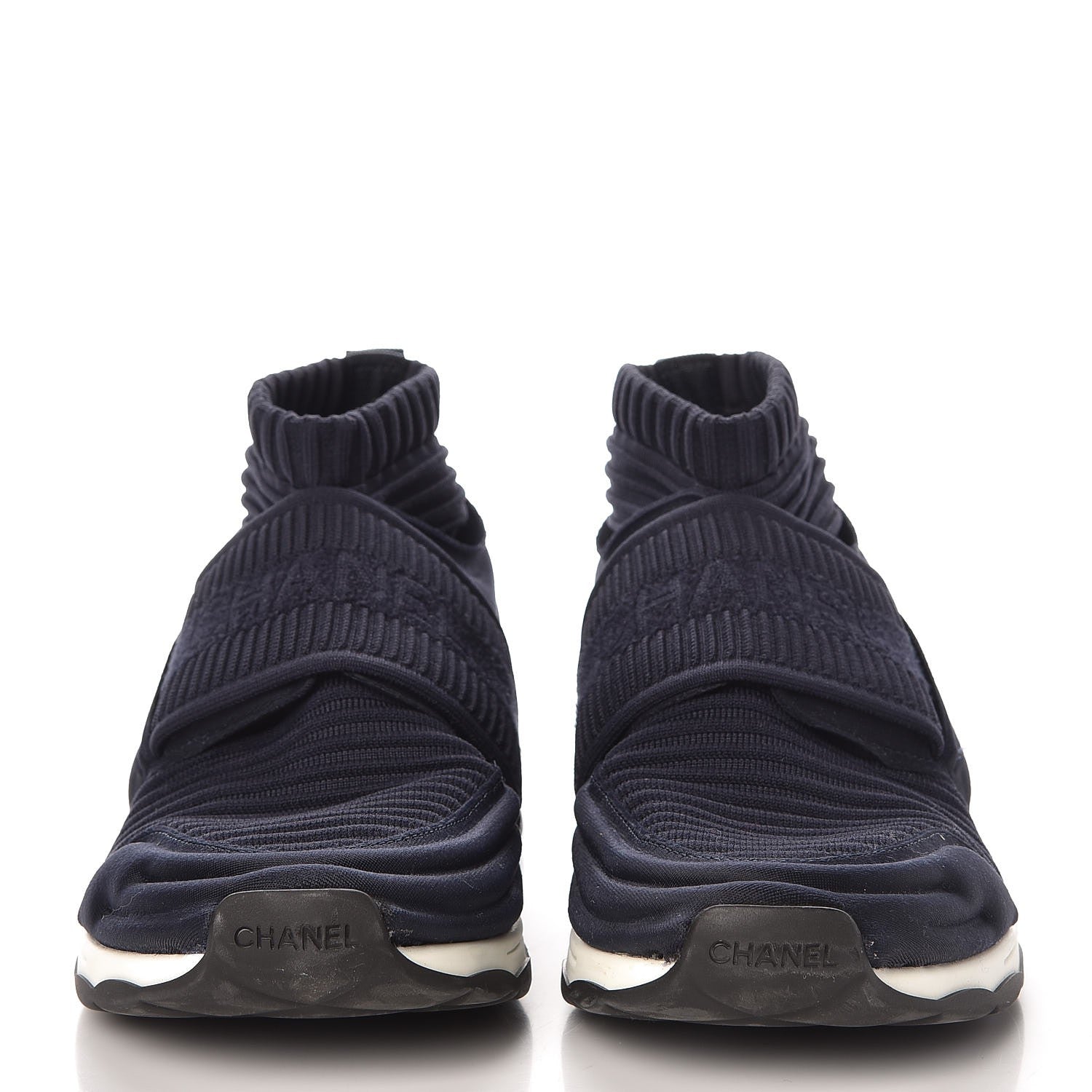 Chanel Stretch Fabric CC Sneakers 36.5 Blue 2 of 17