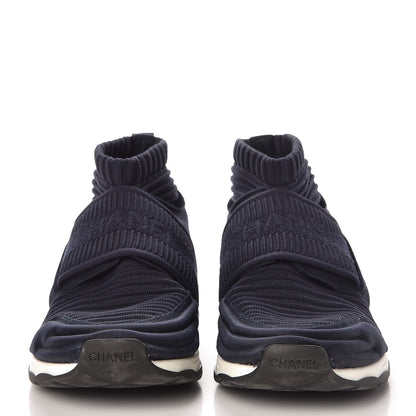 Chanel Stretch Fabric CC Sneakers 36.5 Blue 2 of 17