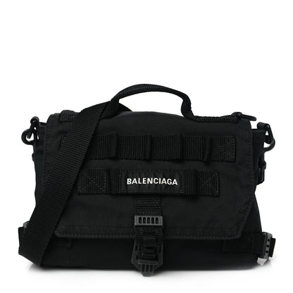 Balenciaga Nylon Logo Embroidered Army Messenger Bag Black 1 of 9