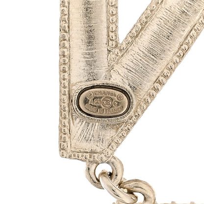 Chanel Metal Crystal Rainbow Cha-Nel Logo Drop Earrings Multicolor Gold 4 of 4