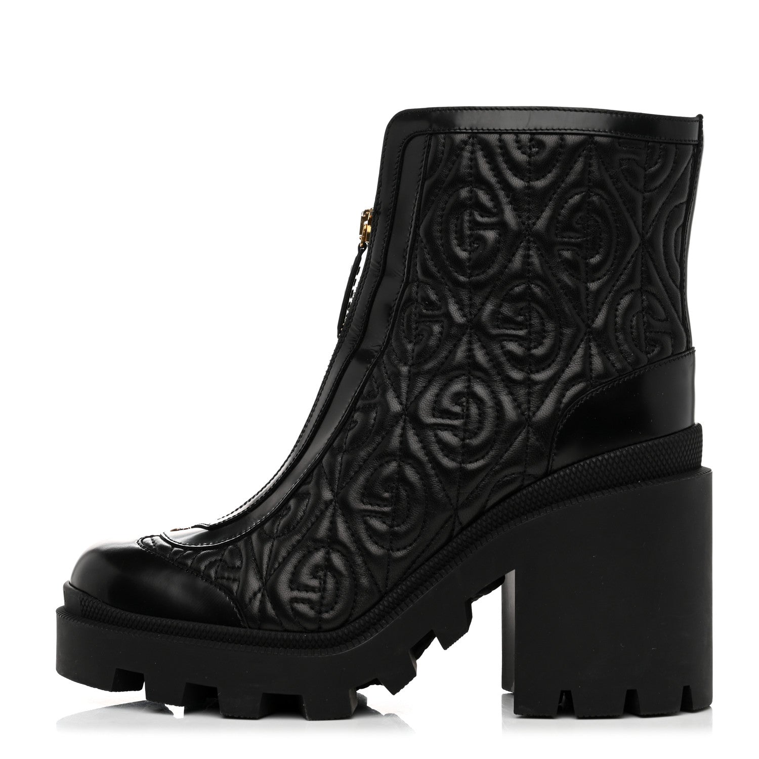 Gucci Calfskin Nappa Rhombus Quilted Trip Ankle Boots 39 Black 1 of 9