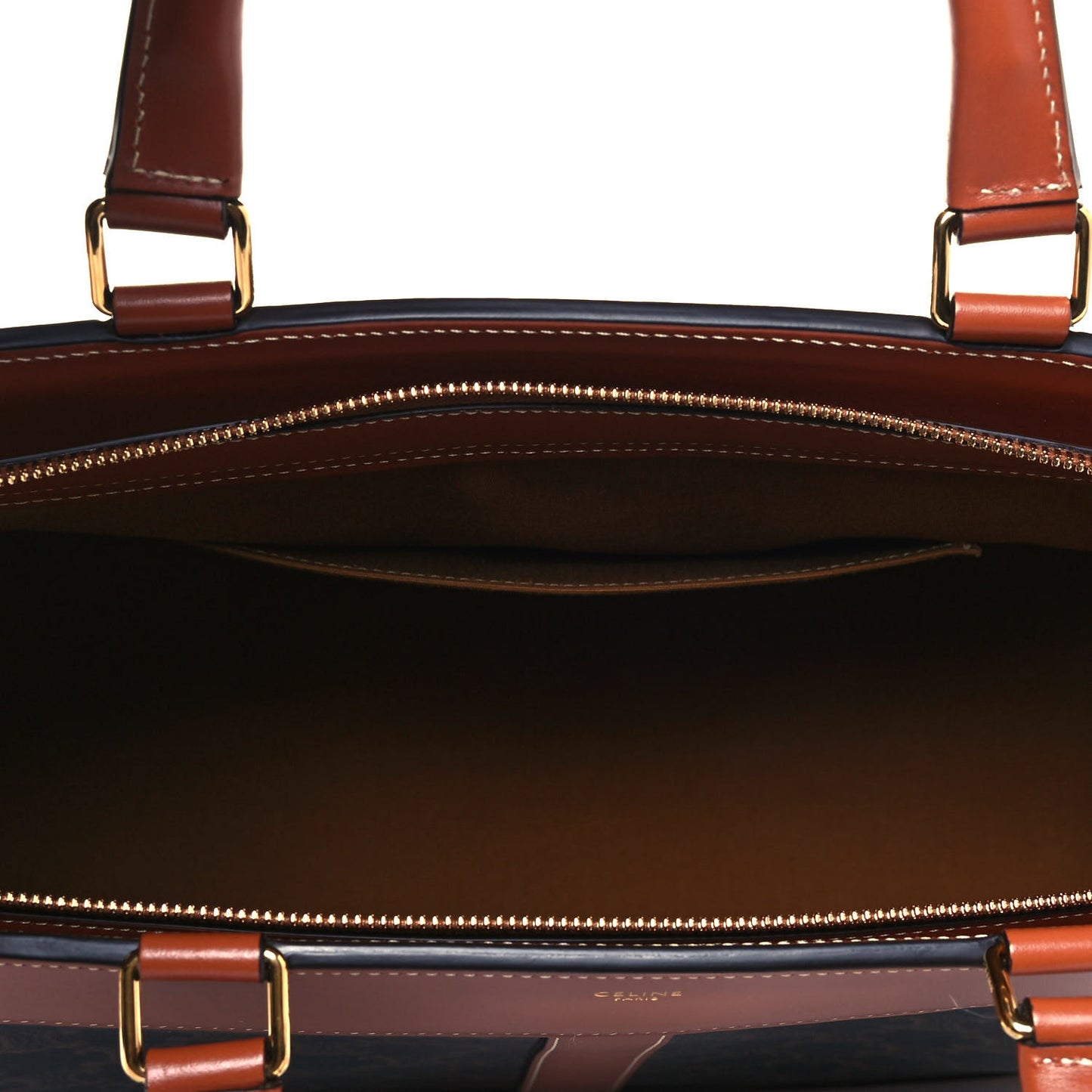 Triomphe Canvas Calfskin Cabas De France Handbag Tan