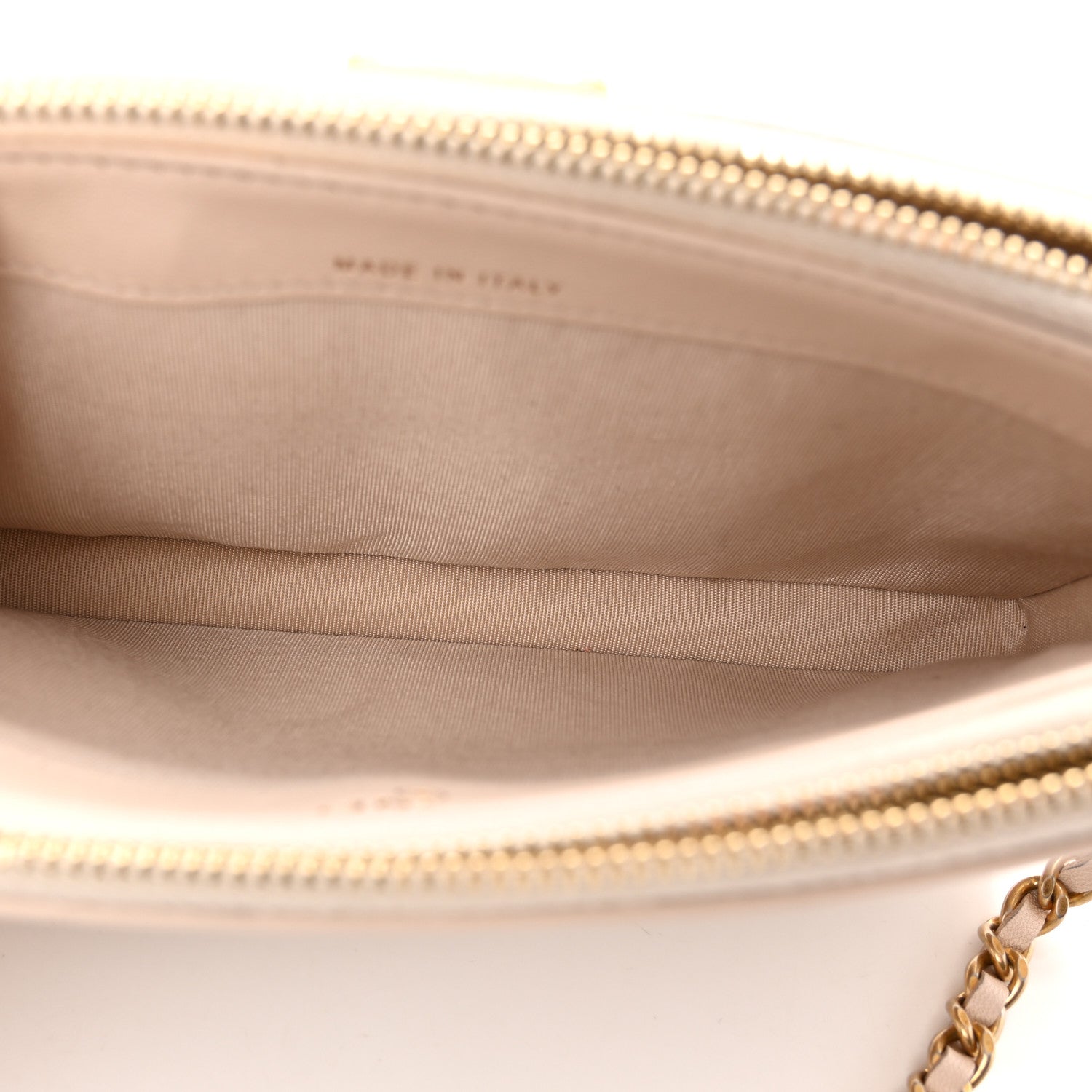 Chanel Crumpled Lambskin Chevron Quilted Pleated Small Boy Clutch With Chain Beige 6 of 13