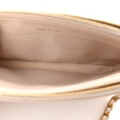 Chanel Crumpled Lambskin Chevron Quilted Pleated Small Boy Clutch With Chain Beige 6 of 13
