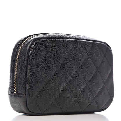 Chanel Caviar Quilted Small Curvy Pouch Cosmetic Case Black 3 of 8