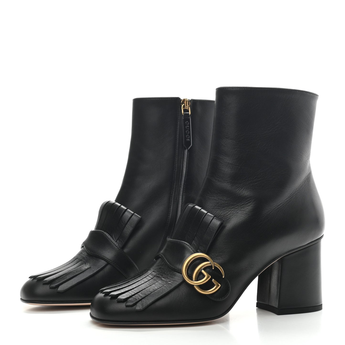 Malaga Kid GG Marmont Fringe 75mm Ankle Boots 38 Black