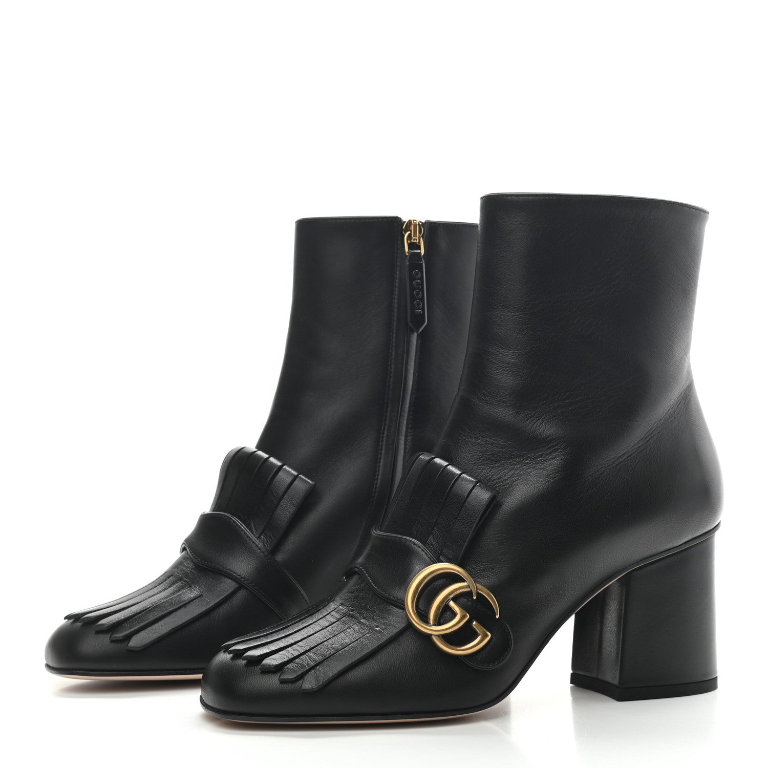 Gucci Malaga Kid GG Marmont Fringe 75mm Ankle Boots 38 Black 3 of 7