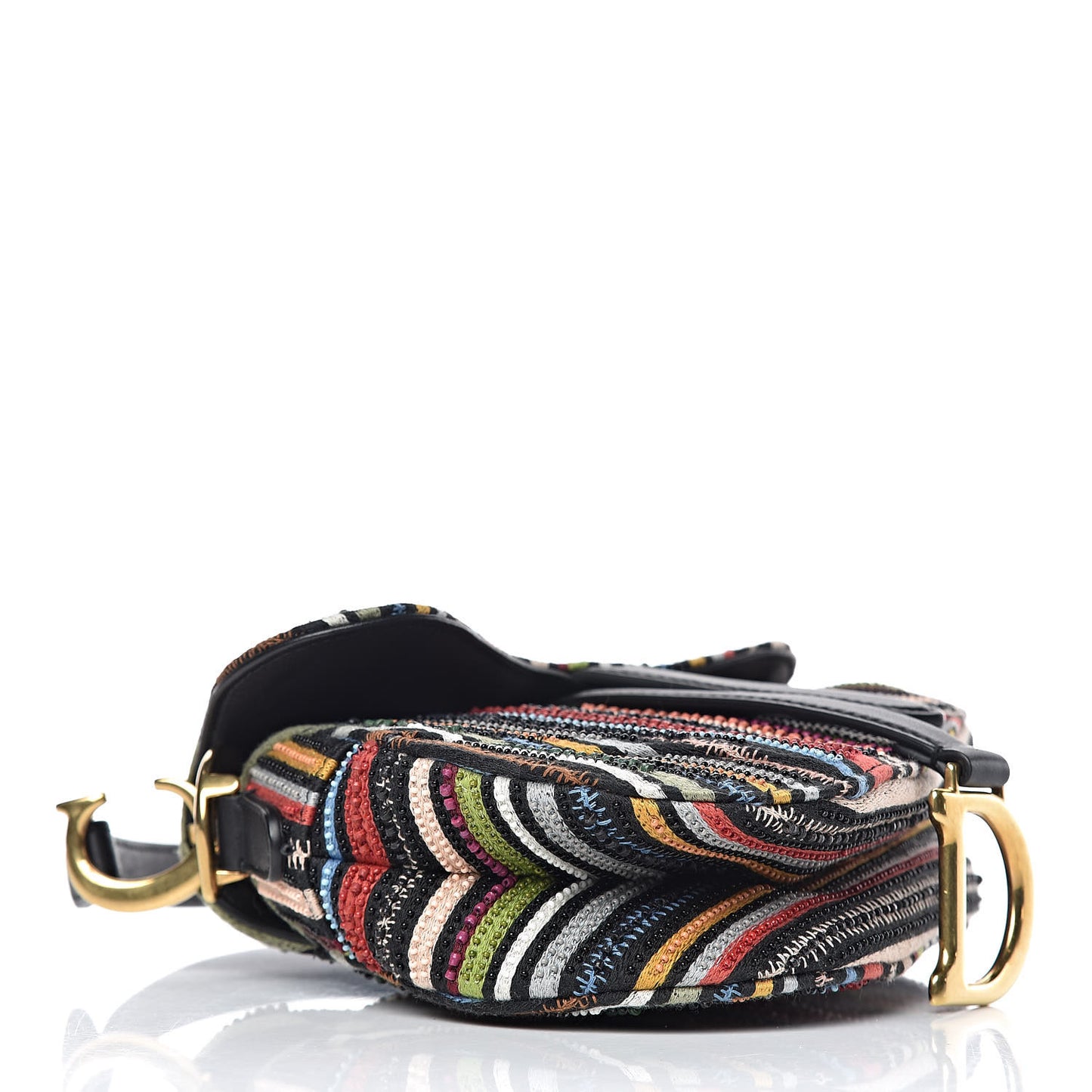 Canvas Embroidered Mini Saddle Bag Multicolor