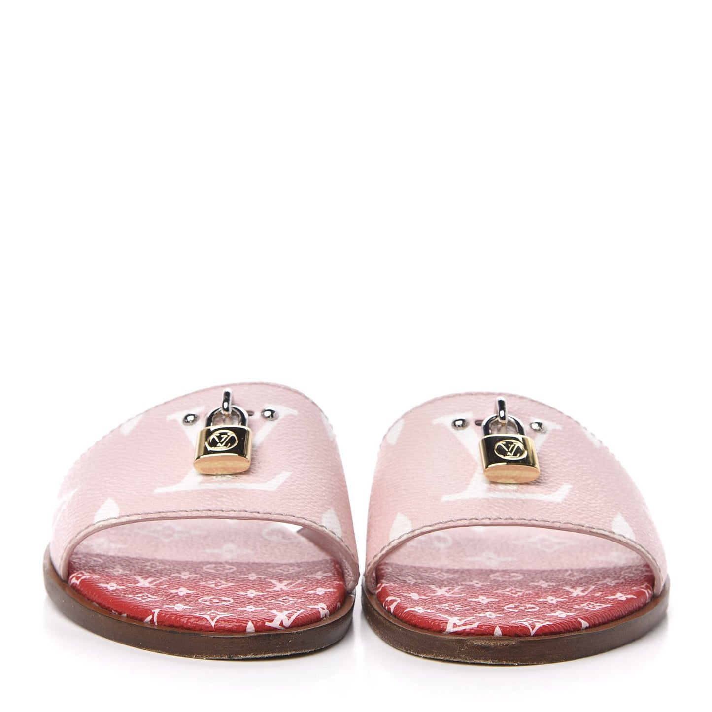 Monogram Giant Lock It Flat Mules 39 Rouge Rose