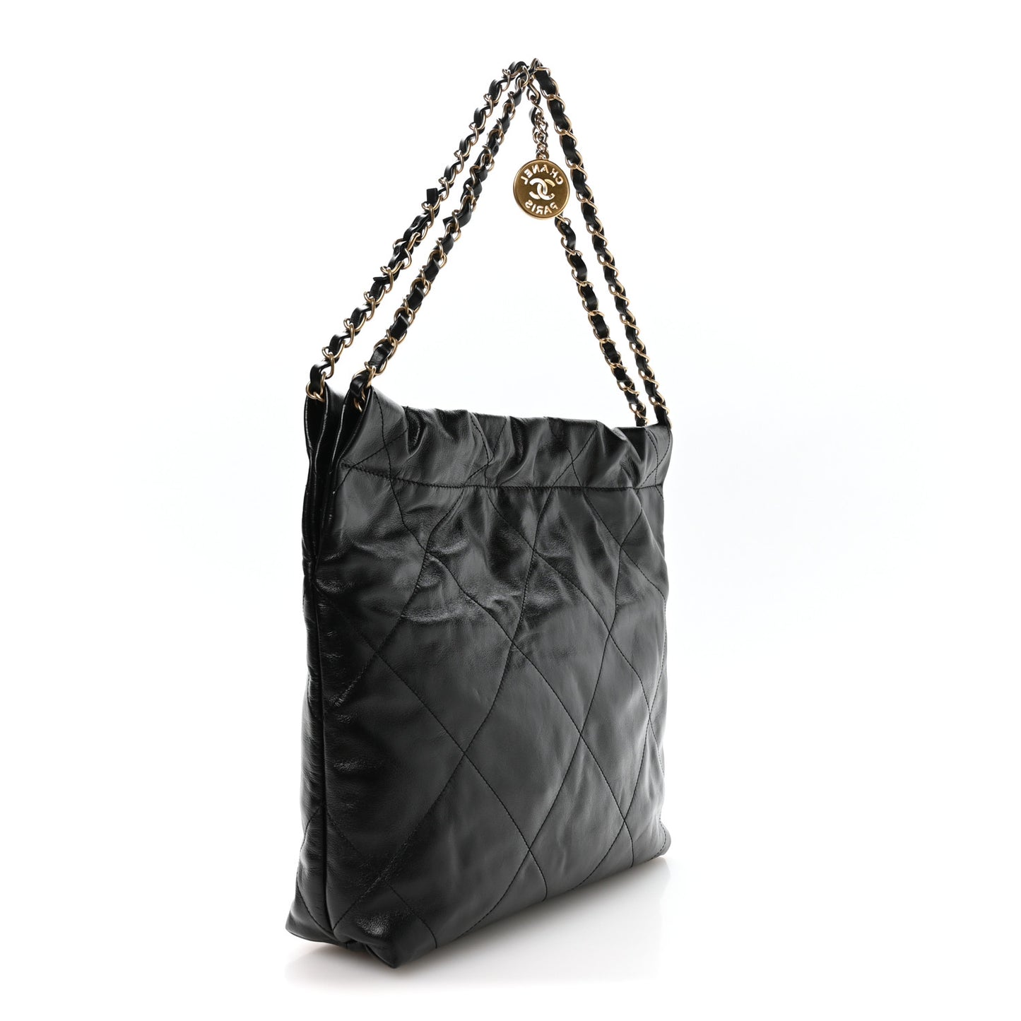 Shiny Calfskin Quilted Small Chanel 22 Black