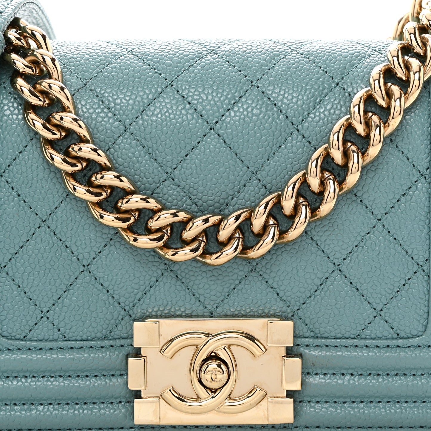 Caviar Quilted Small Boy Flap Light Blue
