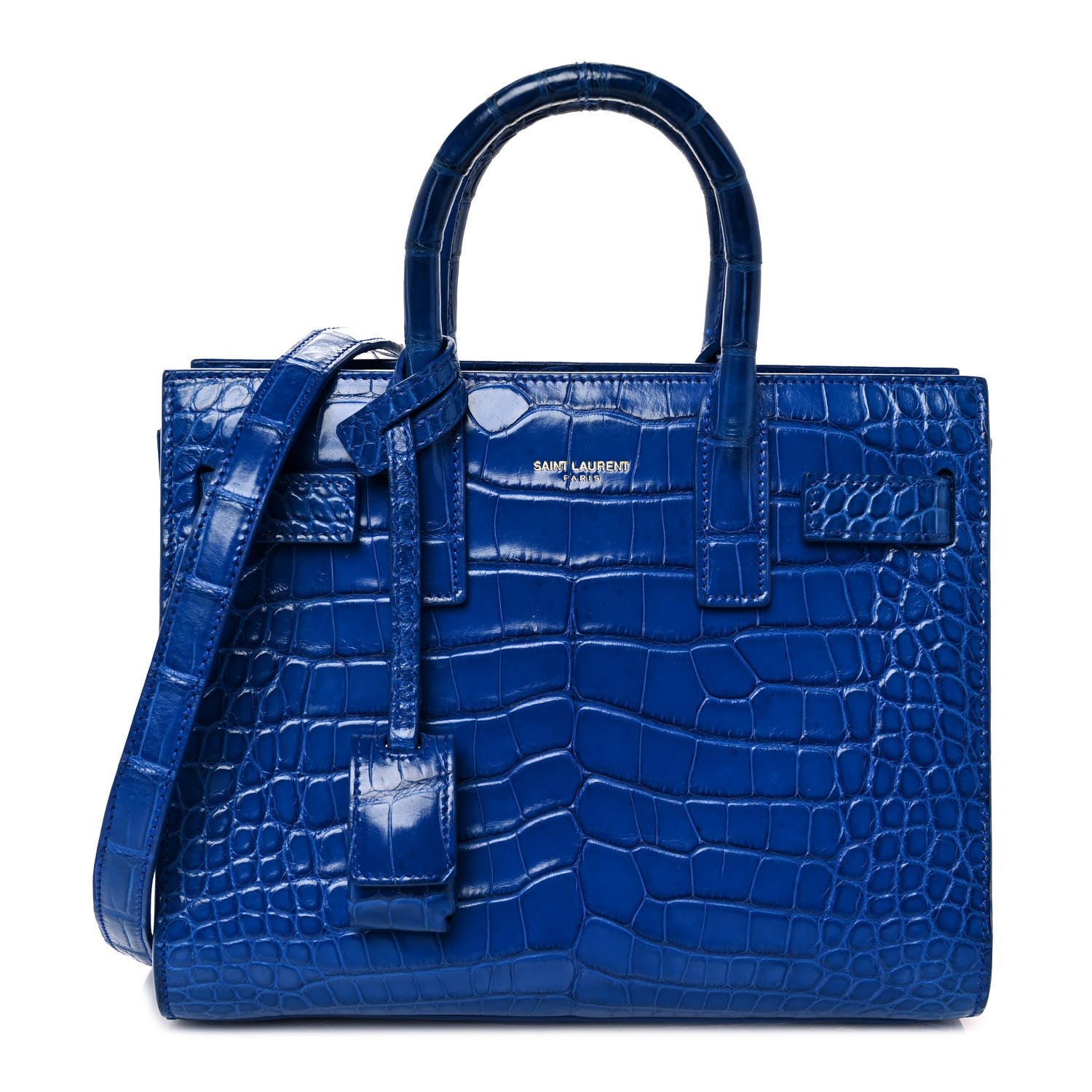 Saint Laurent Calfskin Crocodile Embossed Nano Sac De Jour Royal Blue 1 of 7
