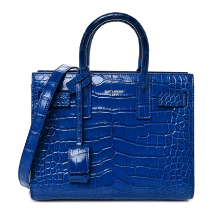 Saint Laurent Calfskin Crocodile Embossed Nano Sac De Jour Royal Blue 1 of 7