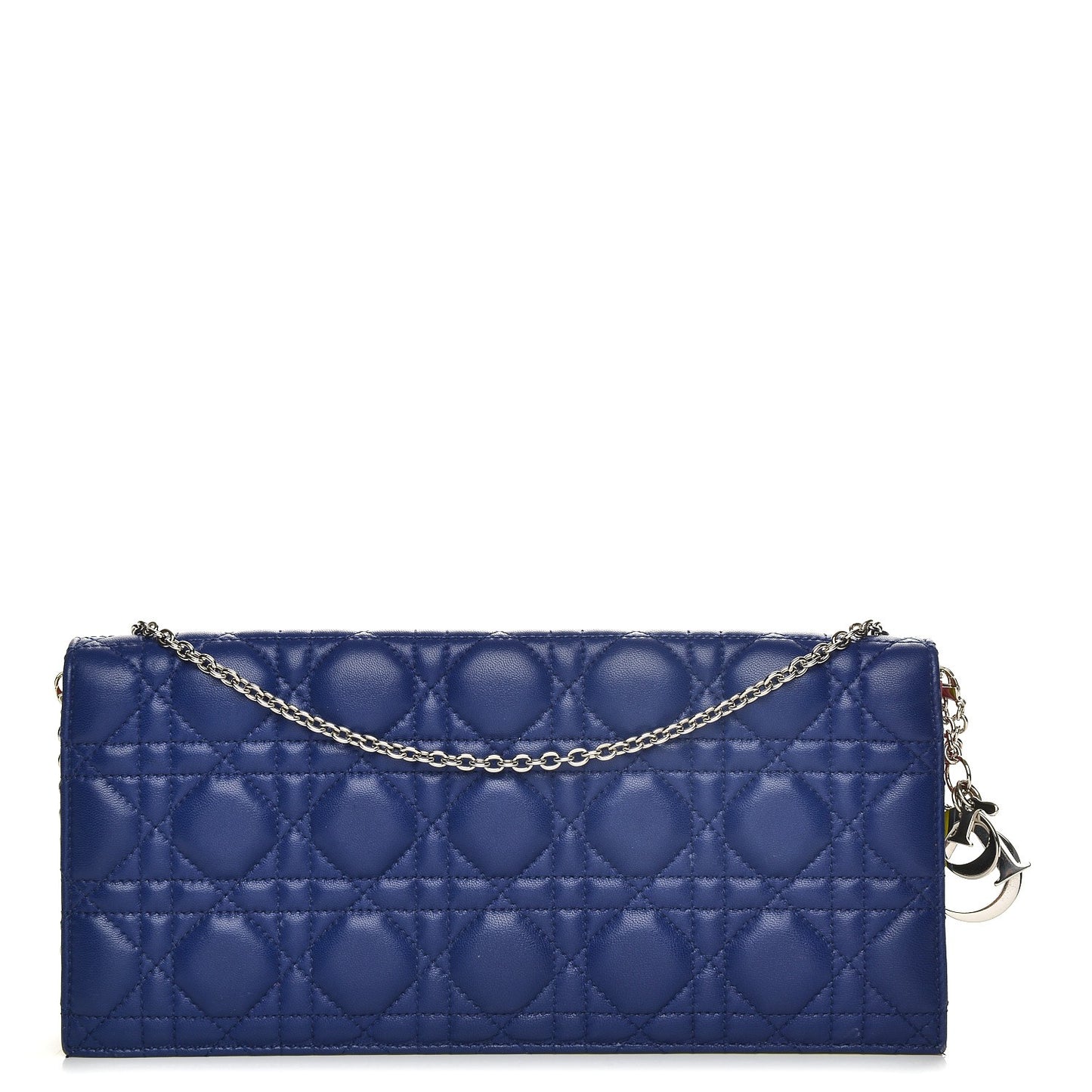 Lambskin Cannage Tri-Color Lady Dior Convertible Clutch Blue