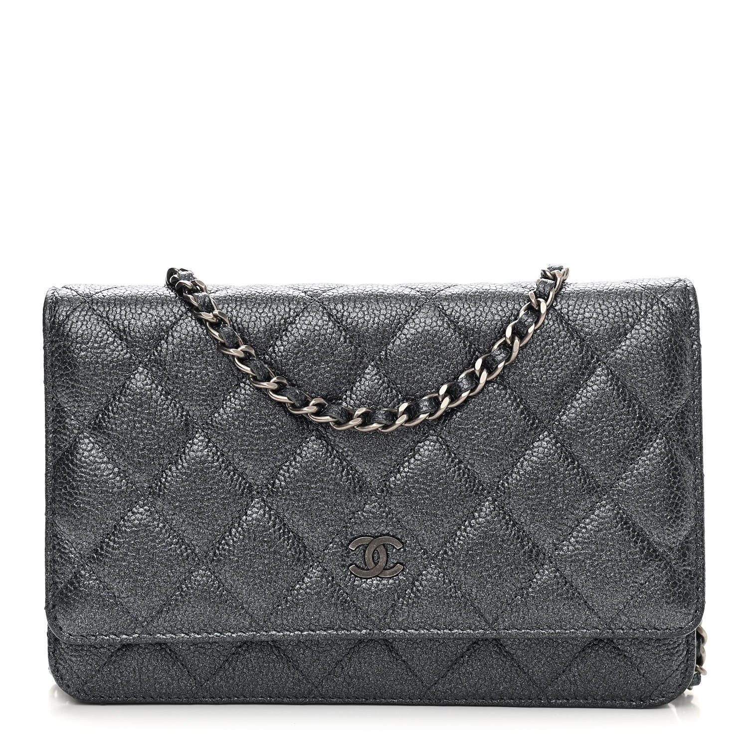 Chanel Iridescent Caviar Quilted Wallet On Chain WOC Black 1 of 11