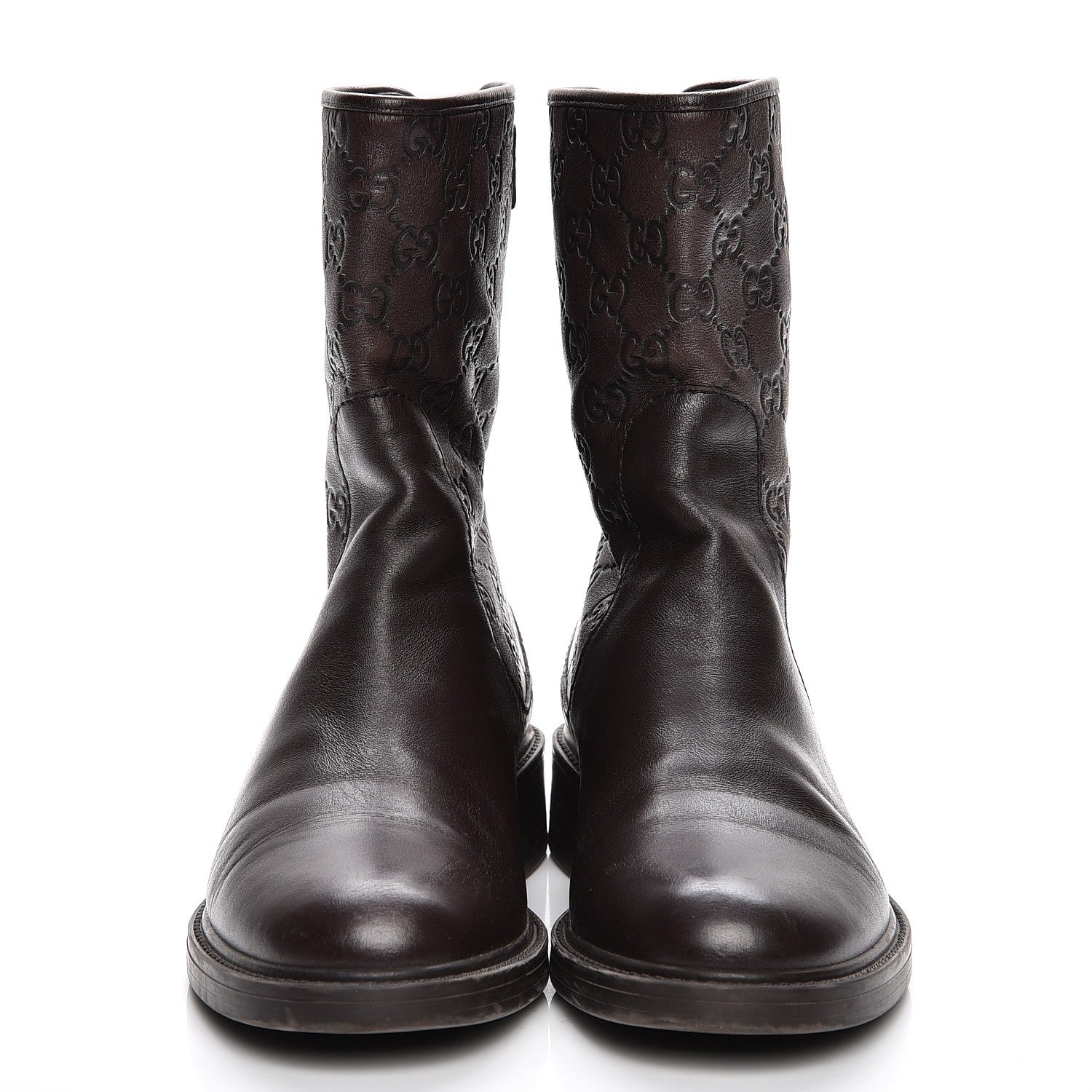 Gucci Guccissima Short Zip Boots 38 Dark Brown 2 of 8