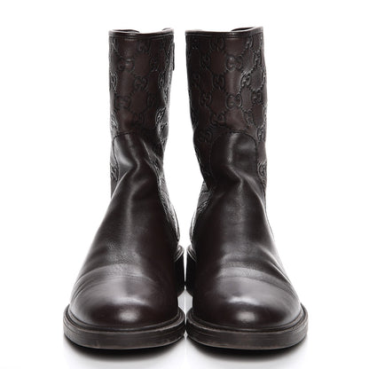 Gucci Guccissima Short Zip Boots 38 Dark Brown 2 of 8