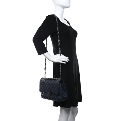Chanel Caviar Quilted Jumbo Double Flap Navy 2 of 15