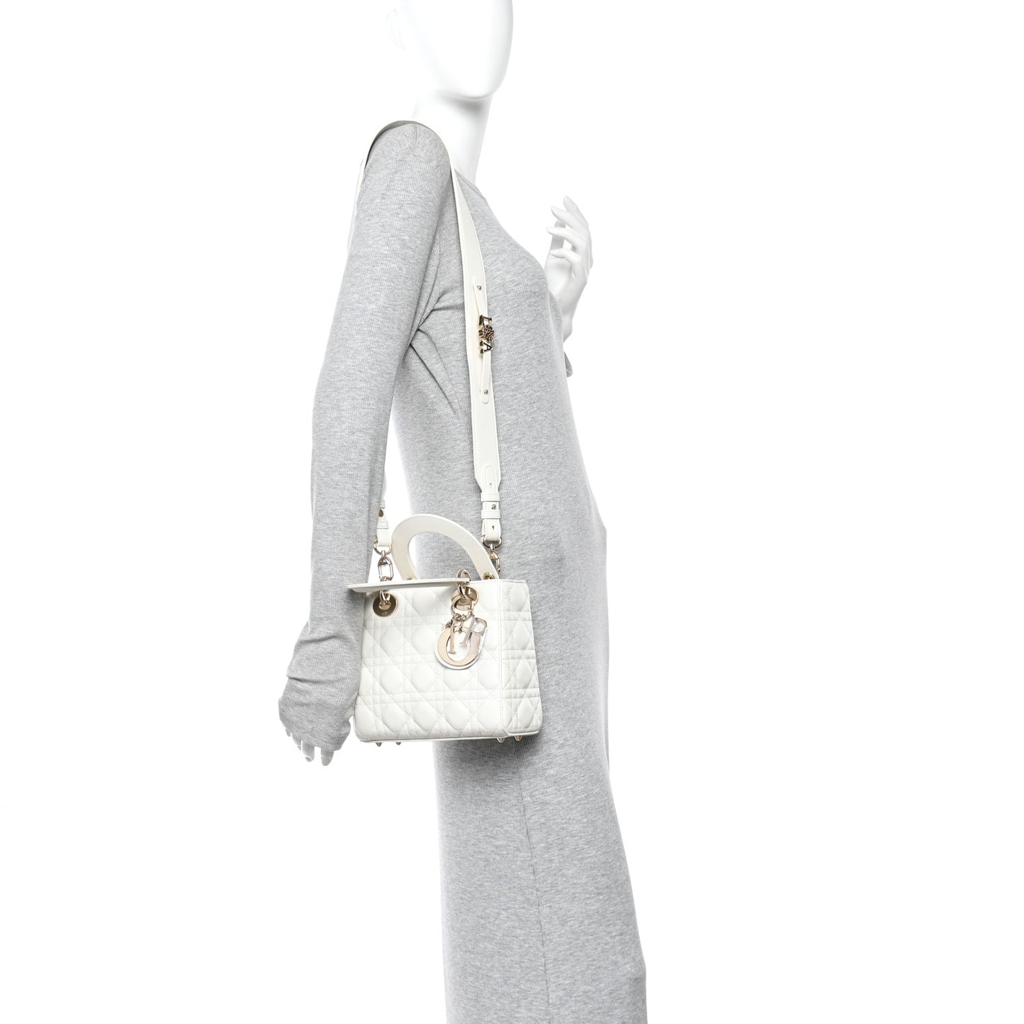 Lambskin Cannage Small My ABCDior Lady Dior White