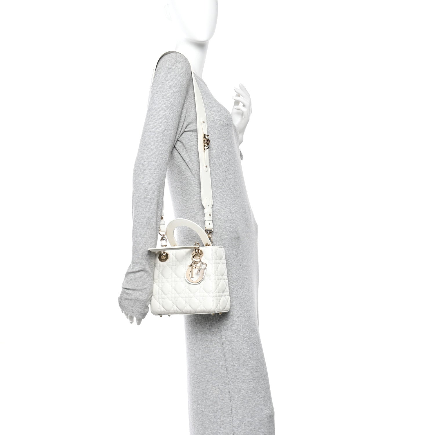 Christian Dior Lambskin Cannage Small My ABCDior Lady Dior White 2 of 10
