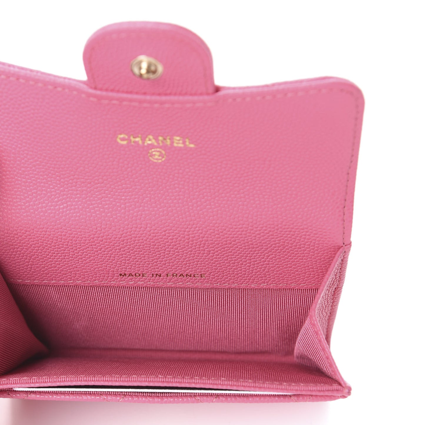 Caviar Quilted Flap Card Holder Pink