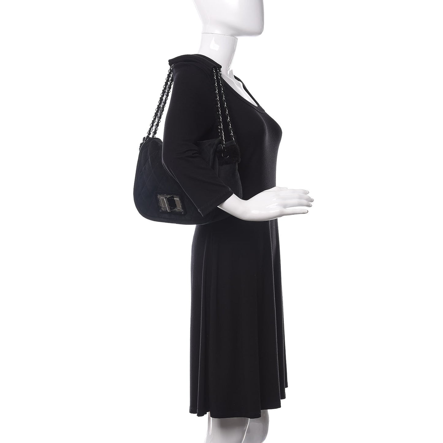 Shearling Quilted Mademoiselle Flap Black