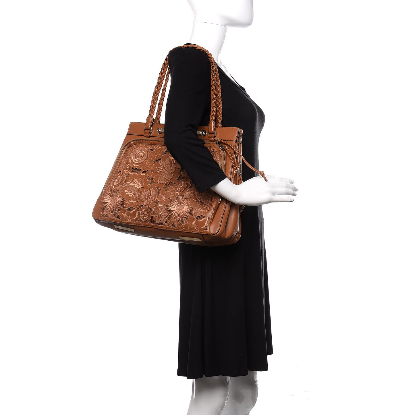 Vitello Lace Demetra Satchel Cognac