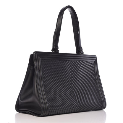 Chanel Calfskin Chevron Quilted Boy Shopping Tote Black 3 of 14