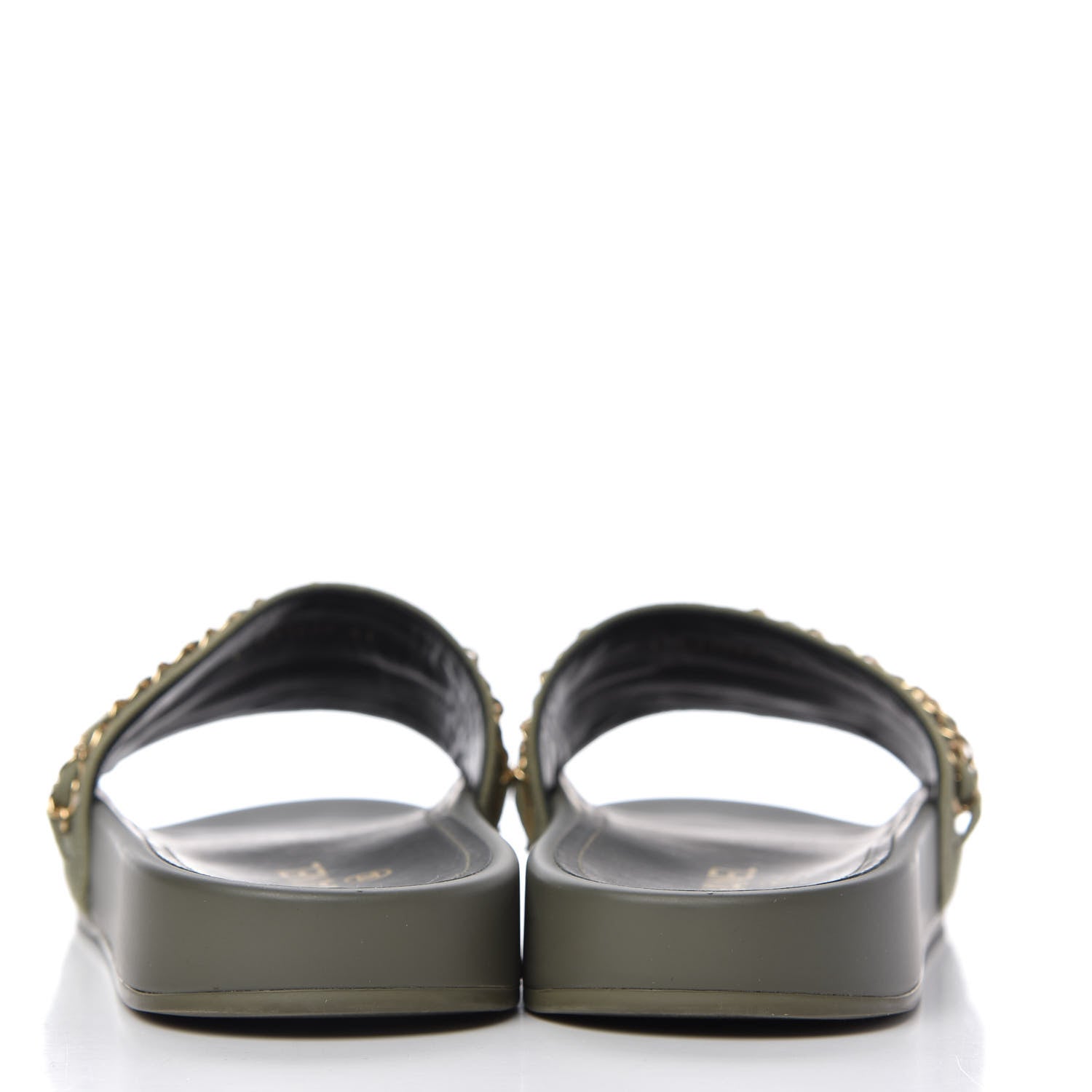Chanel Canvas Chain Flat Sandals 41 Khaki 6 of 10