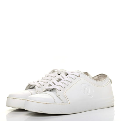 Chanel Calfskin Gum Womens CC Sneakers 37 White 3 of 16