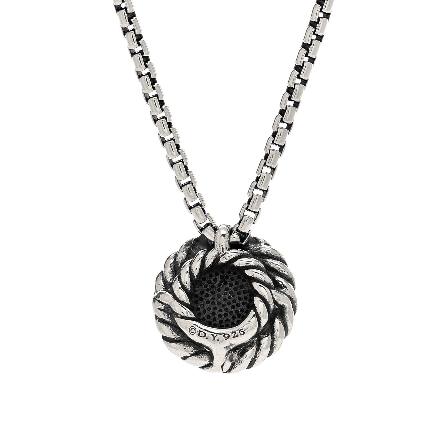Sterling Silver Black Diamond 8mm Petite Chatelaine Pendant Necklace