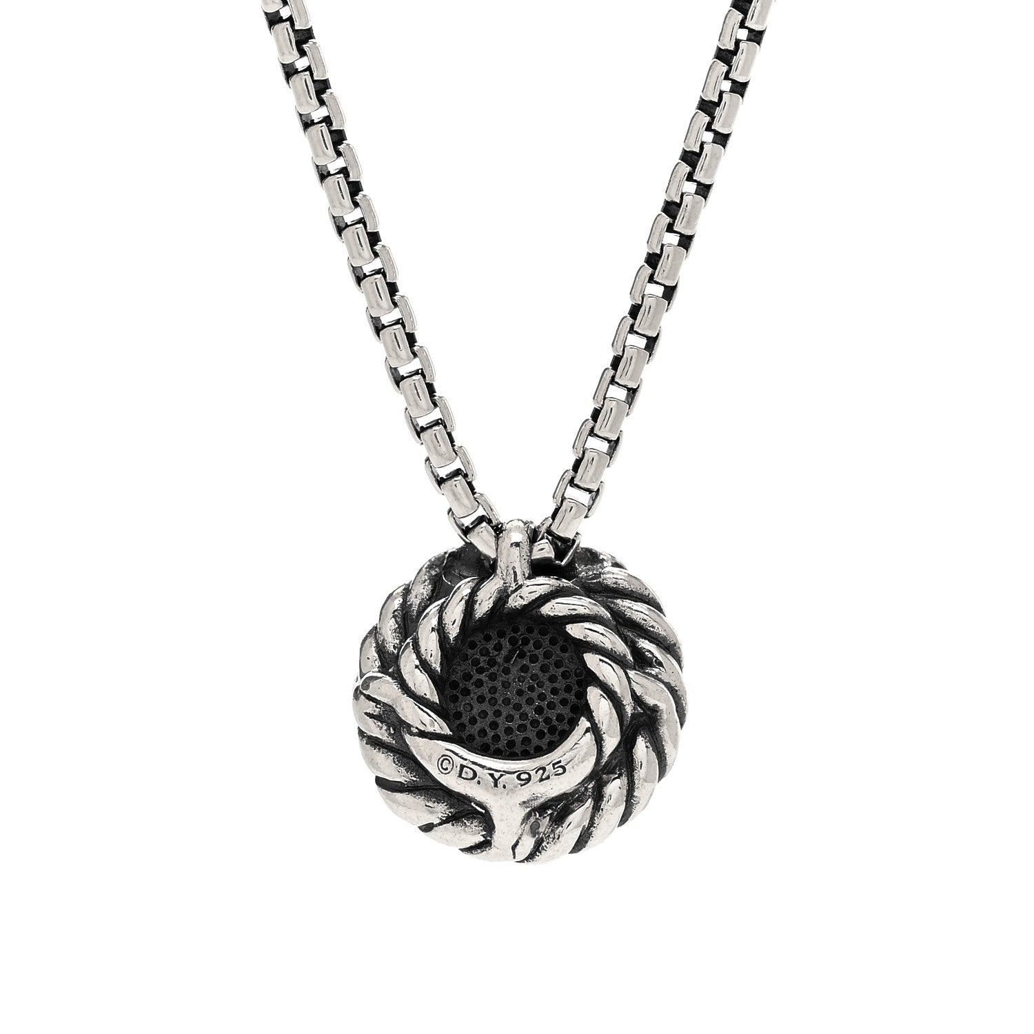 David Yurman Sterling Silver Black Diamond 8mm Petite Chatelaine Pendant Necklace 3 of 3