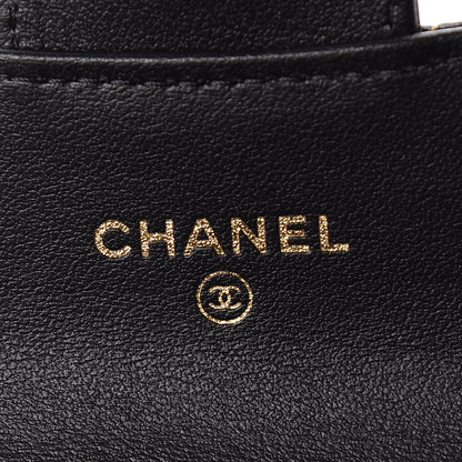 Chanel Calfskin Crocodile Embossed Graffiti 2.55 Cocodile Reissue Flap Card Holder Black Gold 6 of 9