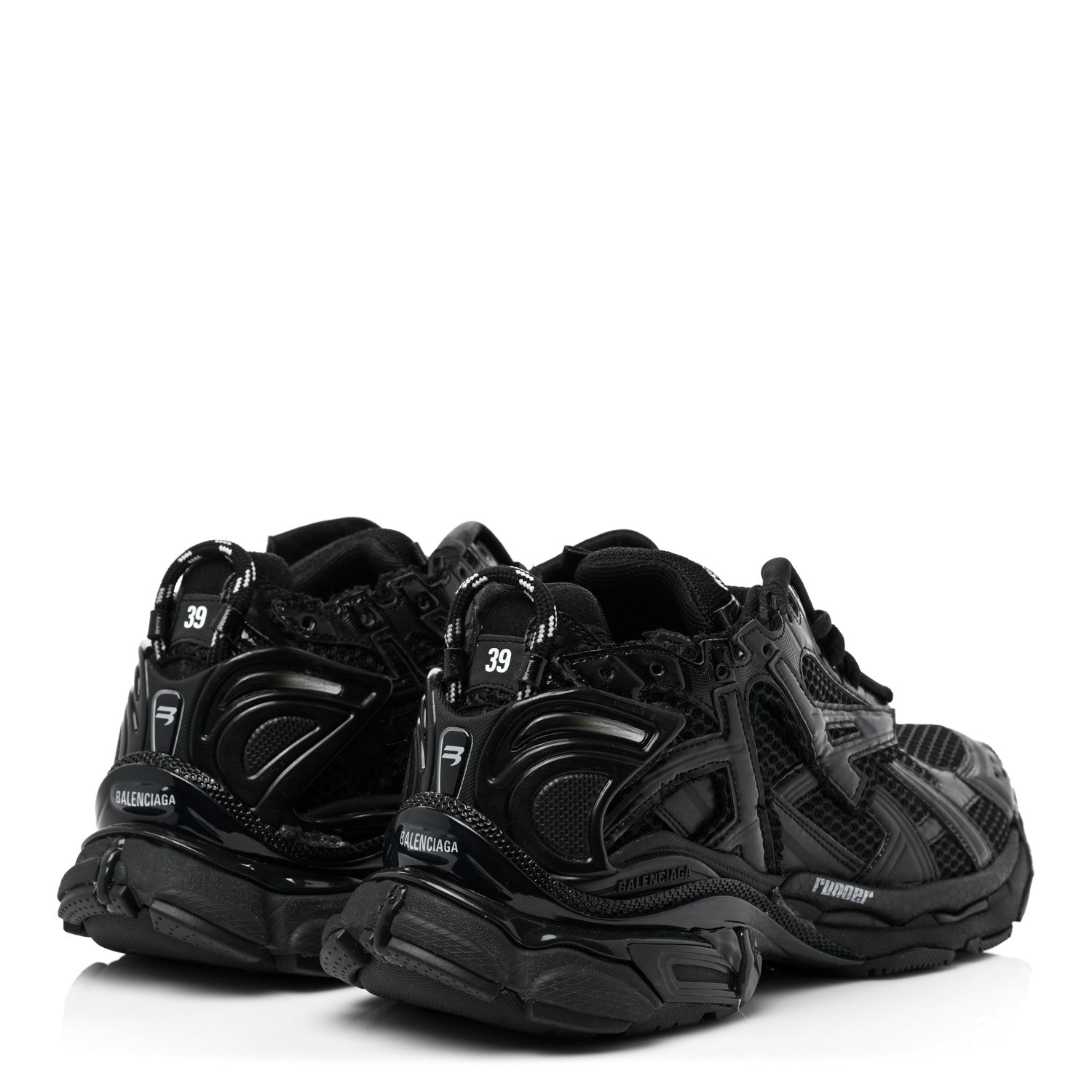 Balenciaga Mesh Rubber Monocolor Womens Runner Sneakers 39 Black 5 of 13