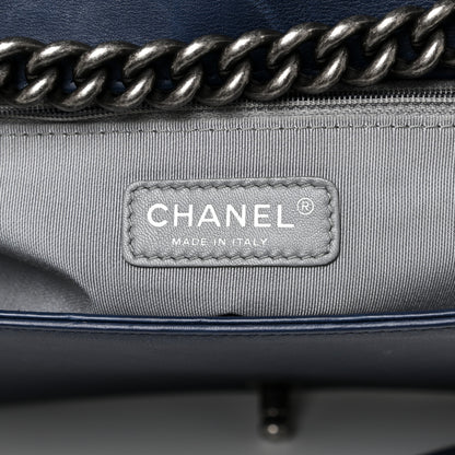 Chanel Calfskin Double Stitch Large Boy Flap Navy Blue 6 of 19