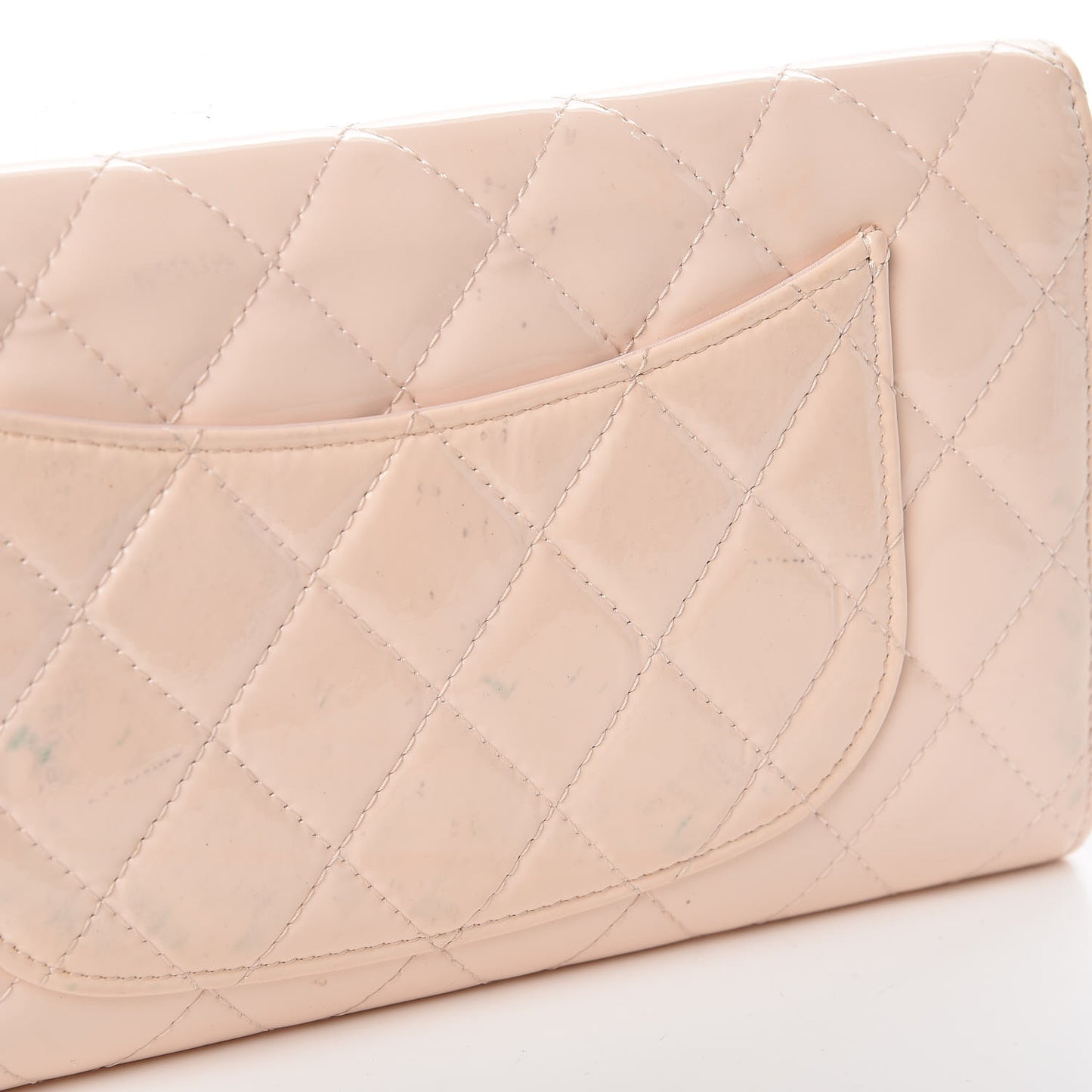 Patent Quilted Large Flap Wallet Pink
