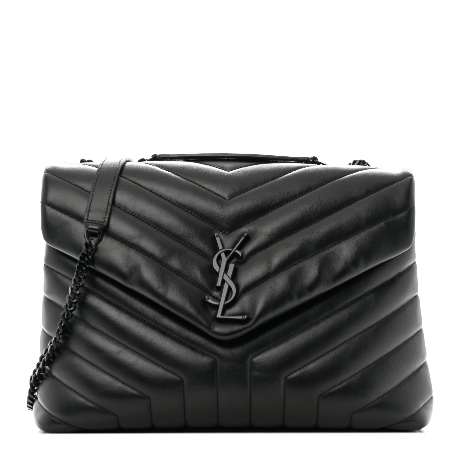 Saint Laurent Calfskin Y Quilted Monogram Monochrome Medium Loulou Chain Satchel Black 1 of 11