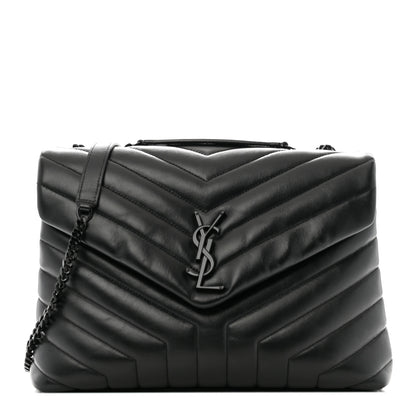 Saint Laurent Calfskin Y Quilted Monogram Monochrome Medium Loulou Chain Satchel Black 1 of 11