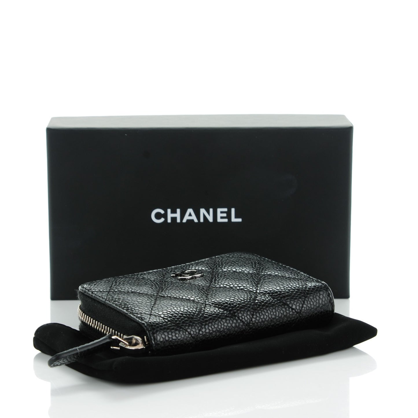 Caviar Quilted Zip Coin Purse Black