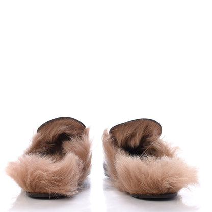 Gucci Goatskin Fur Web GG Mens Princetown Slippers 9 Black 6 of 9