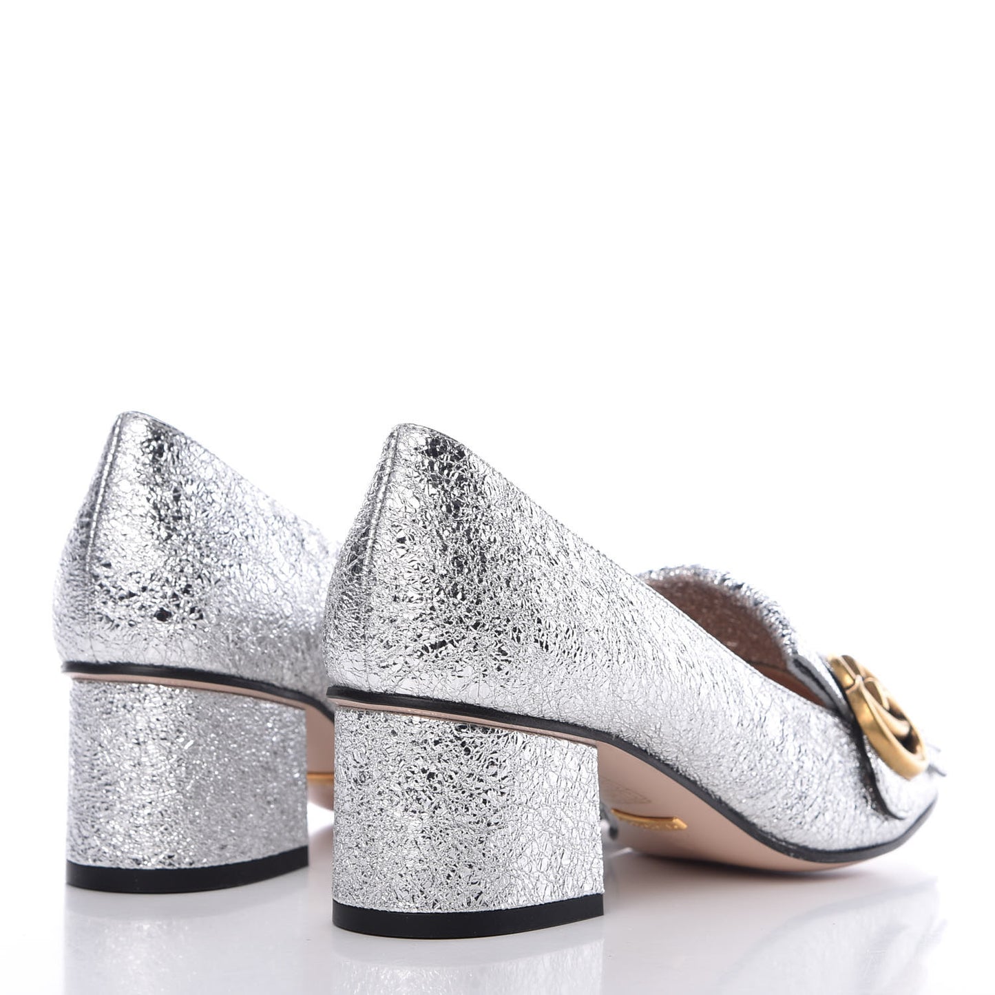 Galassia GG Marmont Fringe 50mm Loafer Pumps 36 Argento